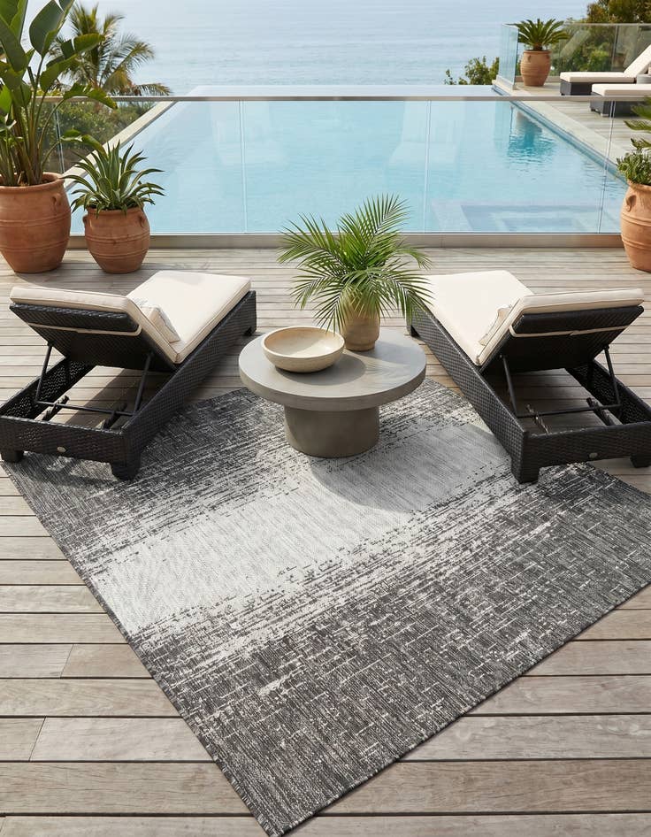 Detail image of 5' 3 x 5' 3 Easy-Clean Modern Indoor / Outdoor Square Rug