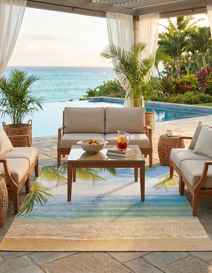 Detail image of 7' 10 x 10' Easy-Clean Coastal Indoor / Outdoor Rug