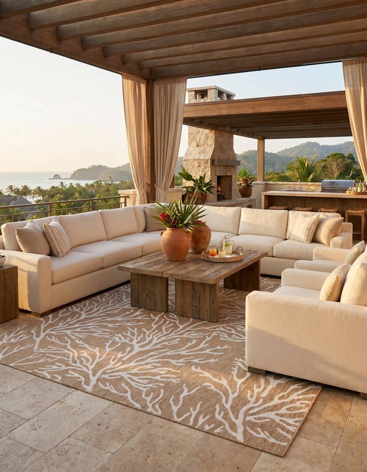 Detail image of 9' x 12' Easy-Clean Coastal Indoor / Outdoor Rug