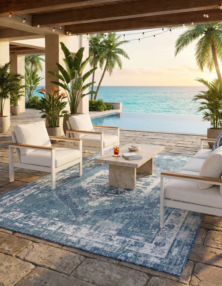 Detail image of 9' x 12' Easy-Clean Traditional Indoor / Outdoor Rug