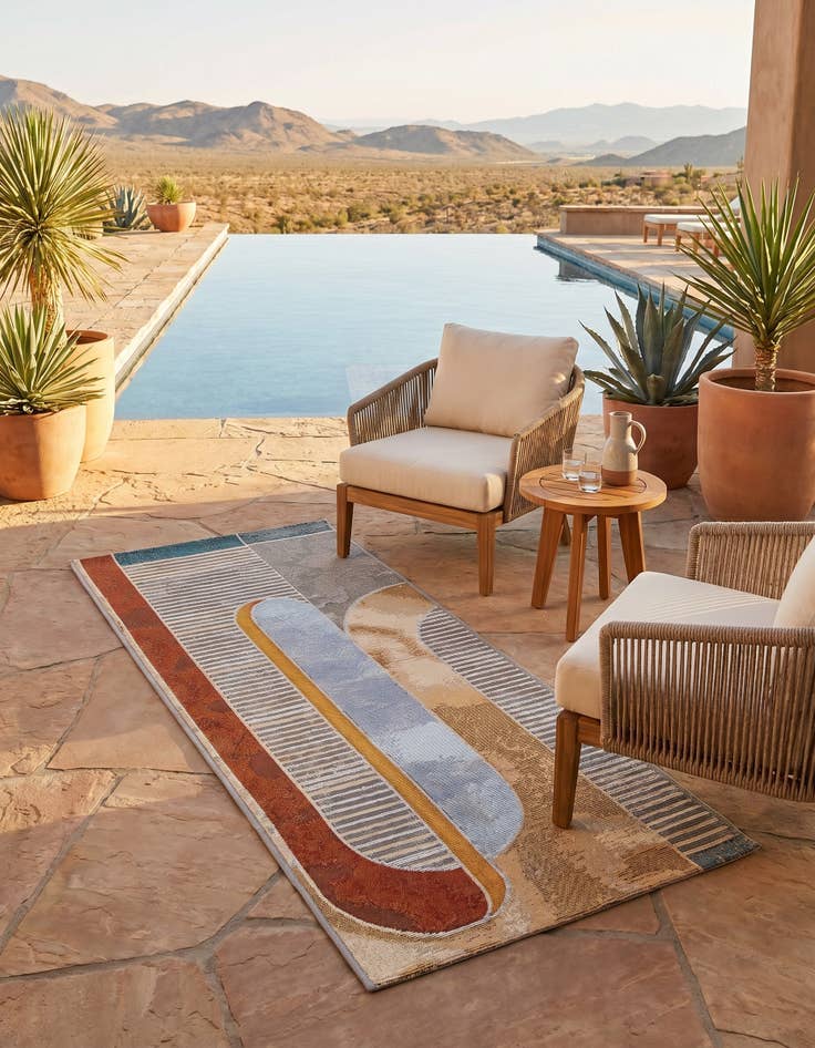Detail image of 2' x 5' 1 Easy-Clean Modern Indoor / Outdoor Runner Rug