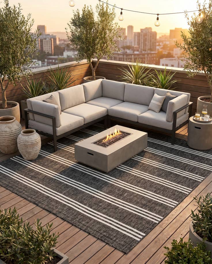 Detail image of 13' x 13' Easy-Clean Jill Zarin Anguilla Indoor / Outdoor Square Rug