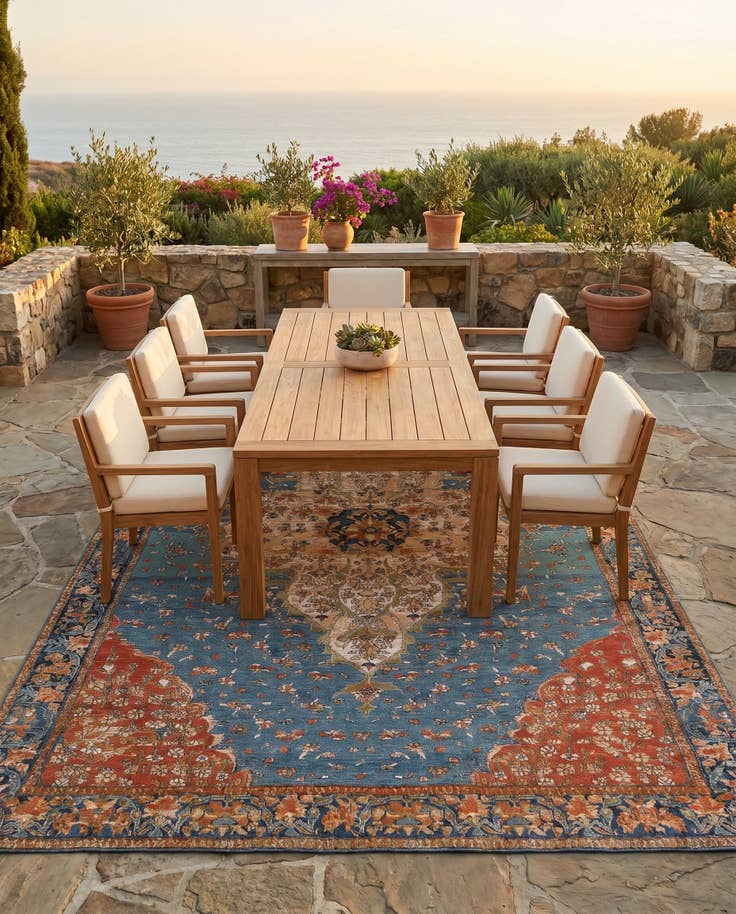Detail image of 10' x 14' Easy-Clean Traditional Indoor / Outdoor Rug