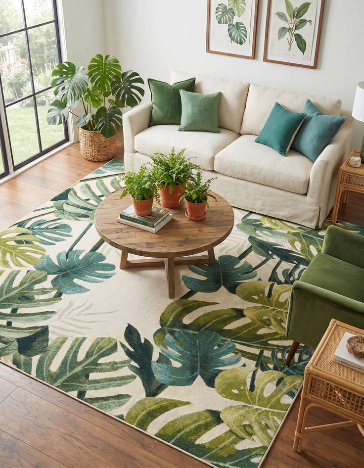Detail image of 7' 10 x 10' Easy-Clean Botanical Indoor / Outdoor Rug