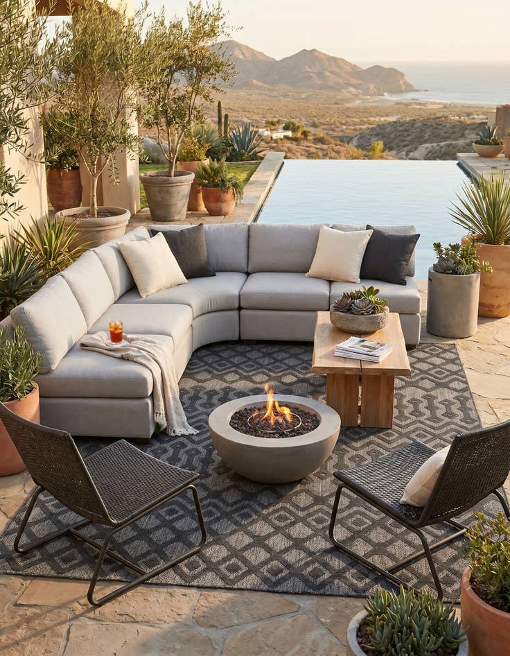 Detail image of 7' 10 x 10' Easy-Clean Trellis Textured Indoor / Outdoor Rug