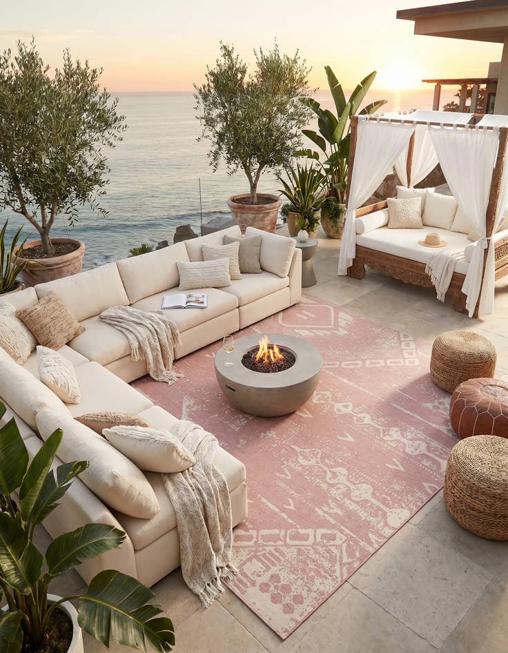 Detail image of 13' x 13' Easy-Clean Bohemian Indoor / Outdoor Square Rug