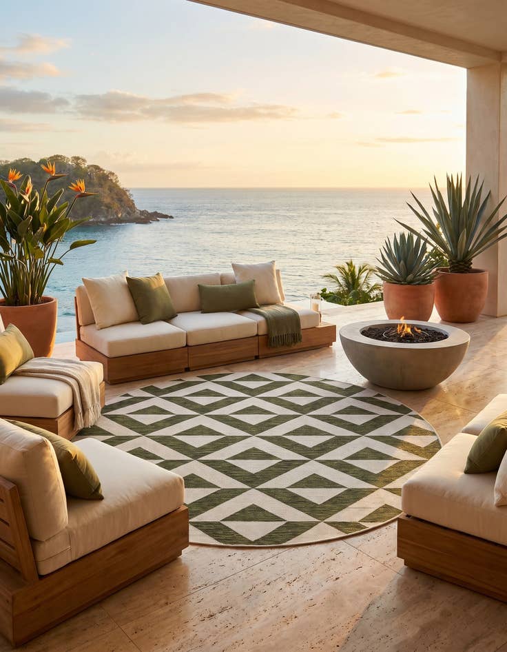 Detail image of 7' x 7' Easy-Clean Jill Zarin Indoor / Outdoor Round Rug