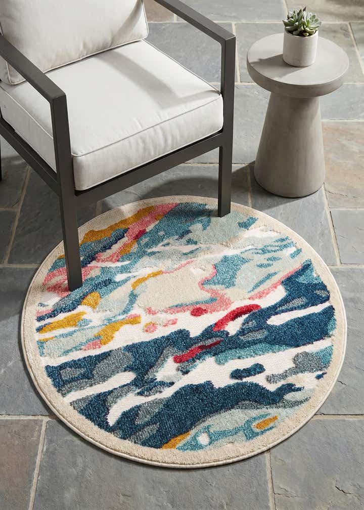 3' x 3' Easy-Clean Casablanca Indoor / Outdoor Round Rug
