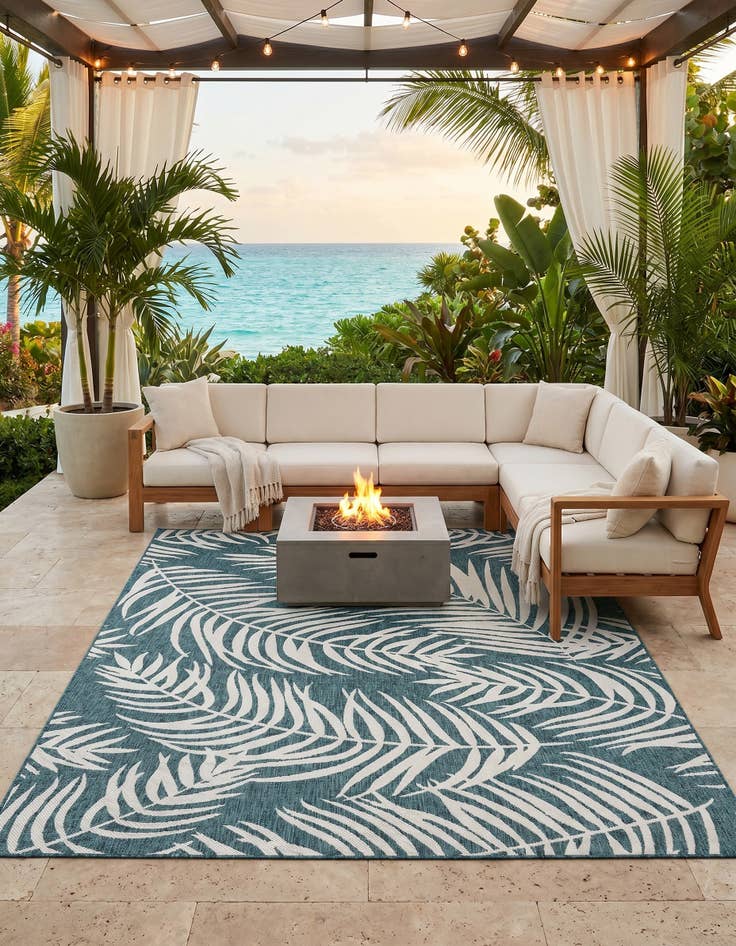 Detail image of 7' 10 x 10' Easy-Clean Botanical Indoor / Outdoor Rug