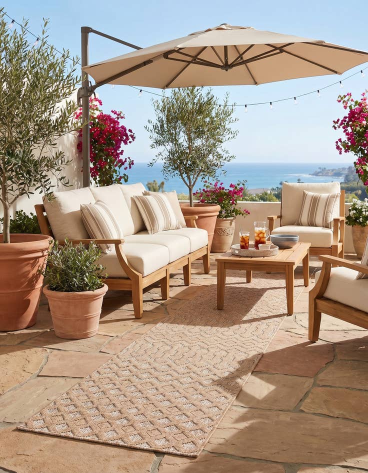 Detail image of 2' x 8' Easy-Clean Trellis Textured Indoor / Outdoor Runner Rug