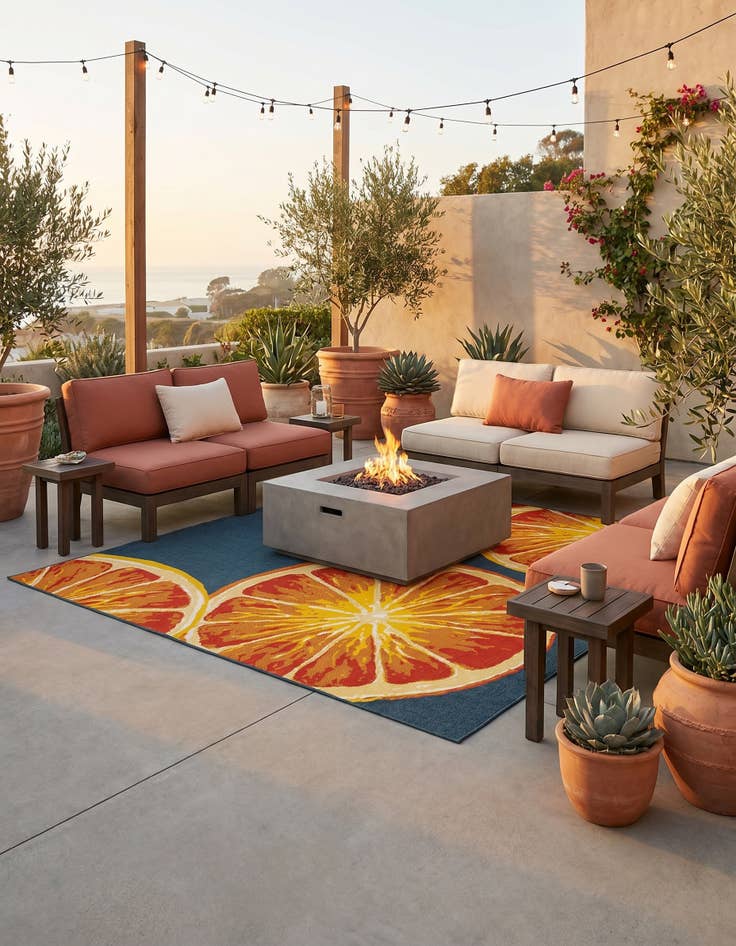 Detail image of 10' x 10' Easy-Clean Modern Indoor / Outdoor Square Rug