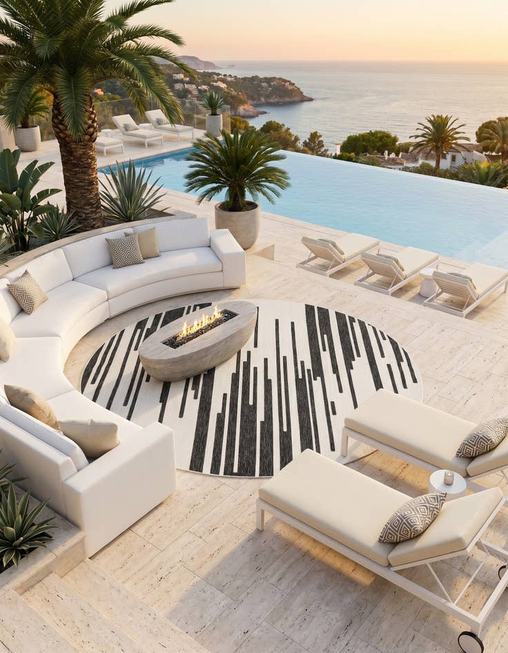 Detail image of 10' x 10' Easy-Clean Modern Indoor / Outdoor Round Rug