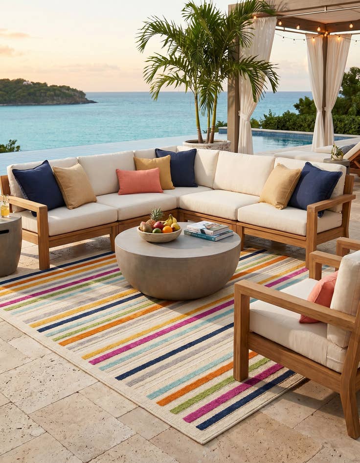 Detail image of 7' 10 x 7' 10 Easy-Clean Aruba Indoor / Outdoor Square Rug