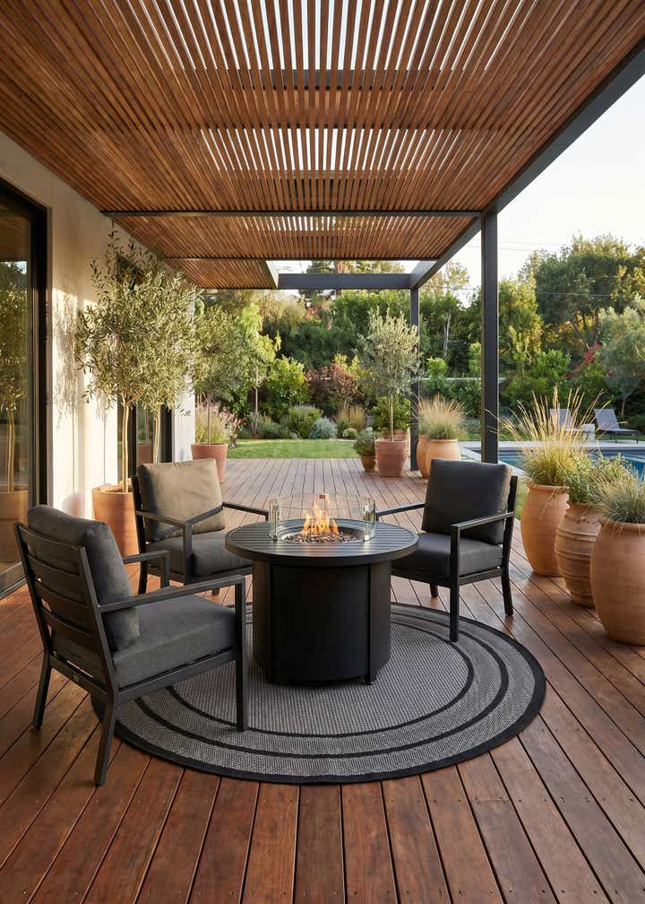 6' x 6' Easy-Clean Border Indoor / Outdoor Round Rug