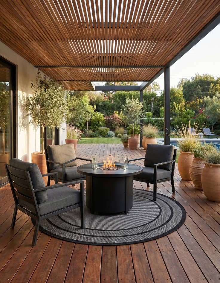 Detail image of 6' x 6' Easy-Clean Border Indoor / Outdoor Round Rug