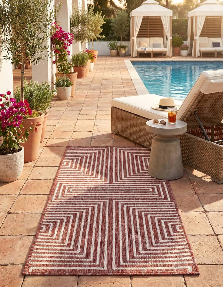 Detail image of 2' x 4' Easy-Clean Modern Indoor / Outdoor Runner Rug