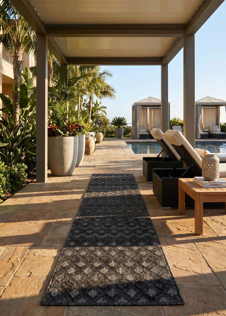 2' x 8' Easy-Clean Trellis Textured Indoor / Outdoor Runner Rug