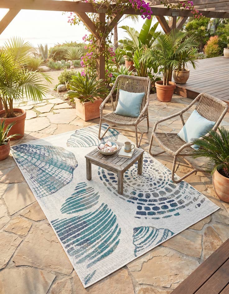 Detail image of 4' x 6' Easy-Clean Coastal Indoor / Outdoor Rug