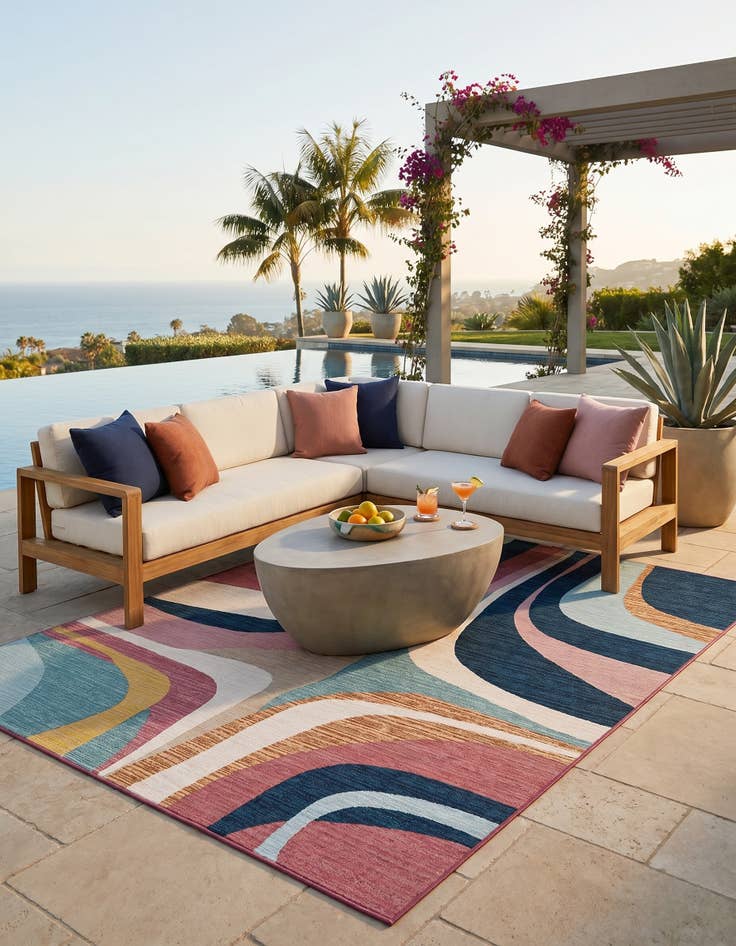 Detail image of 6' x 9' Easy-Clean Modern Indoor / Outdoor Rug