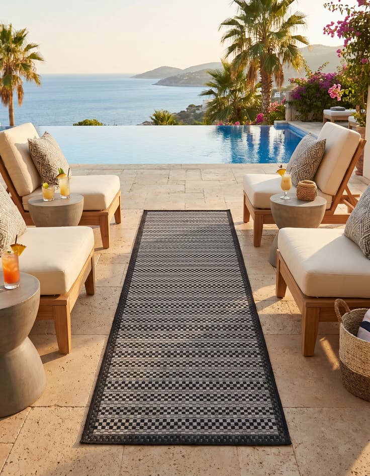 Detail image of 2' 2 x 6' Easy-Clean Border Indoor / Outdoor Runner Rug