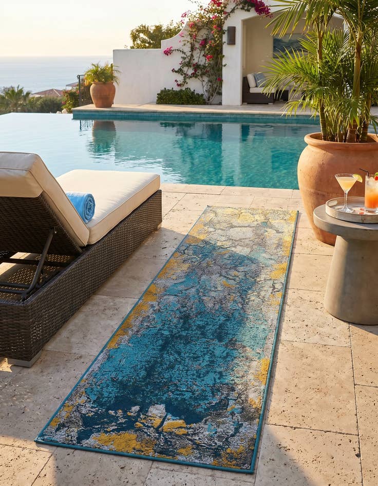 Detail image of 2' x 8' Easy-Clean Modern Indoor / Outdoor Runner Rug