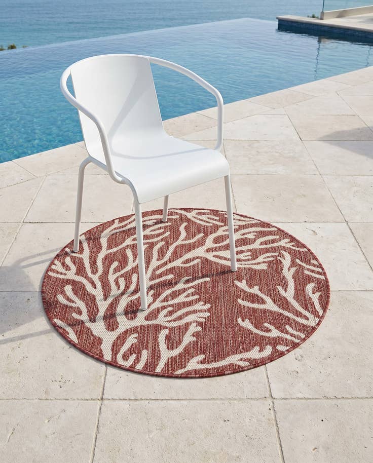 Detail image of 3' x 3' Easy-Clean Coastal Indoor / Outdoor Round Rug