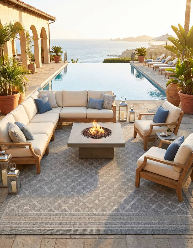 Detail image of 9' x 12' Easy-Clean Lattice Indoor / Outdoor Rug