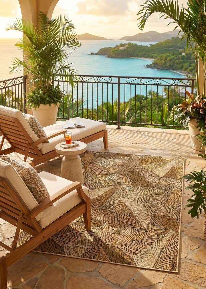 4' x 6' Easy-Clean Botanical Indoor / Outdoor Rug
