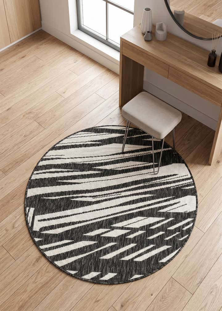 3' x 3' Easy-Clean Modern Indoor / Outdoor Round Rug