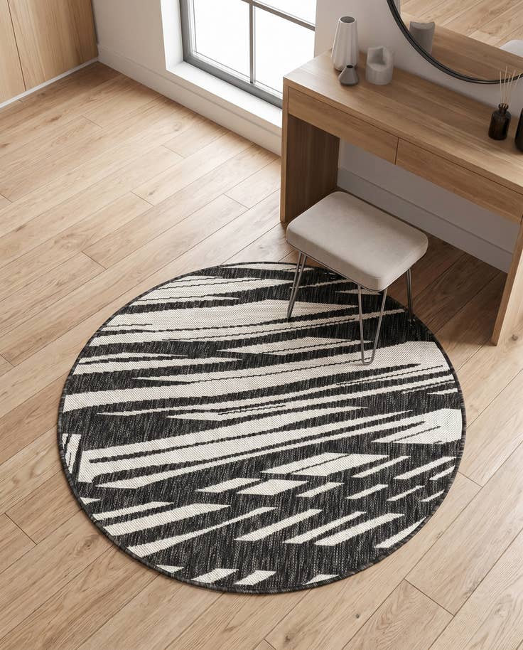 Detail image of 3' x 3' Easy-Clean Modern Indoor / Outdoor Round Rug