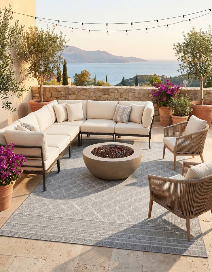 Detail image of 7' 1 x 10' Easy-Clean Lattice Indoor / Outdoor Rug