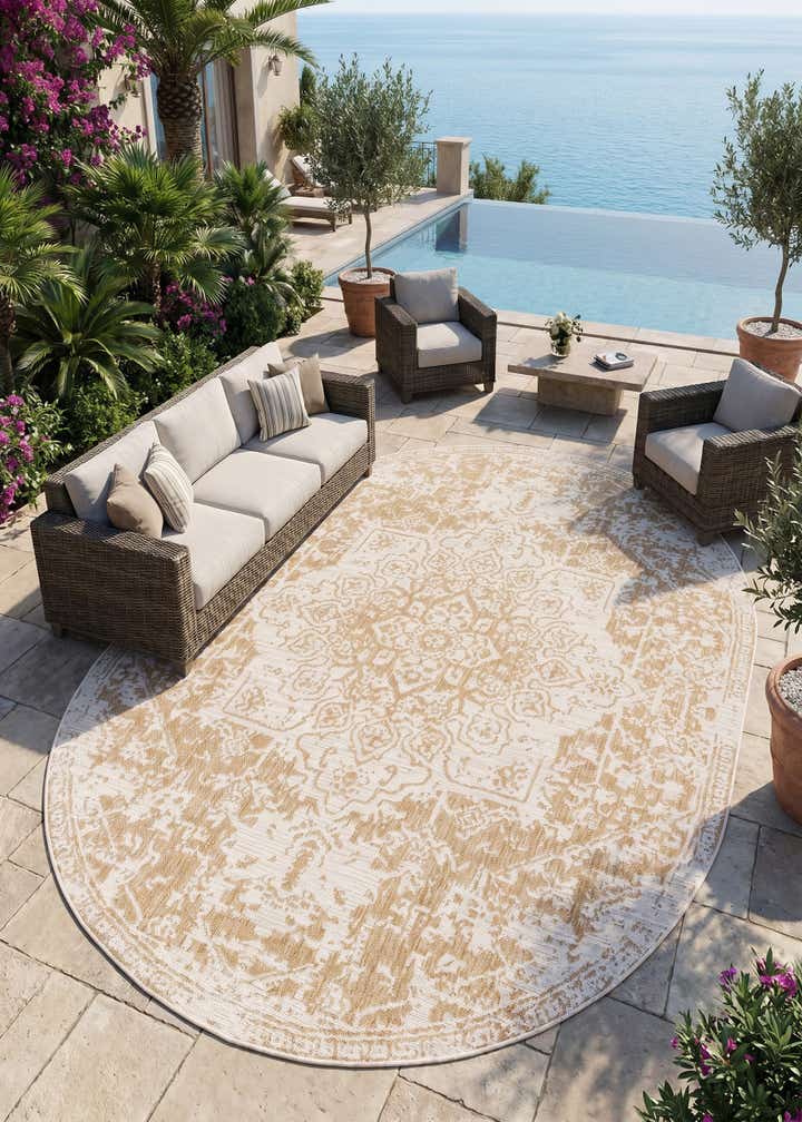 7' 10 x 10' Easy-Clean Jill Zarin Dubai Indoor / Outdoor Oval Rug