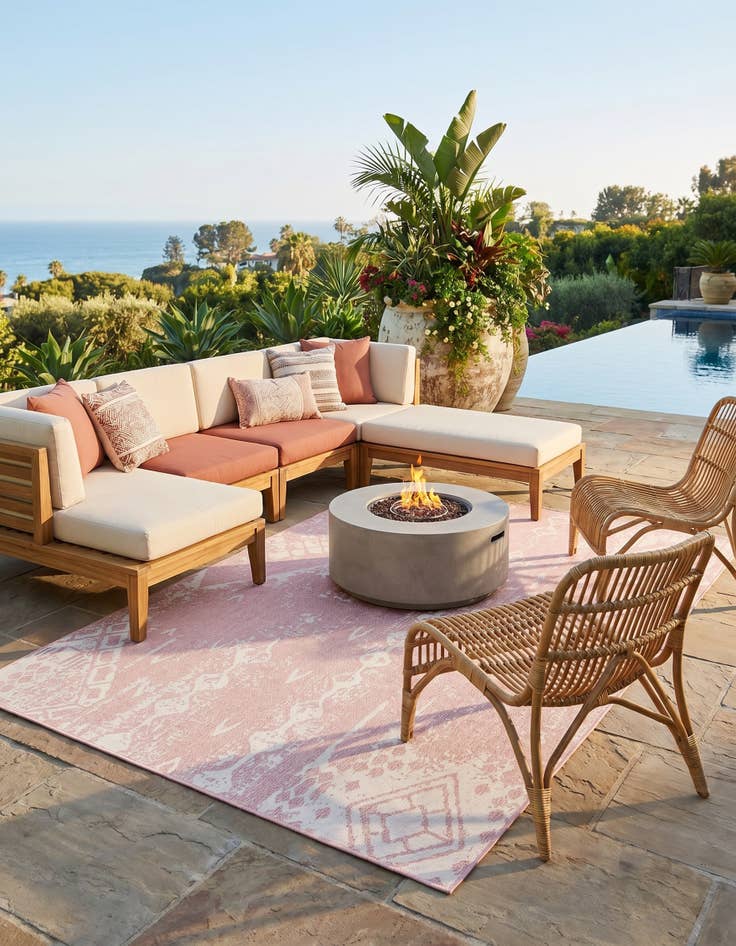 Detail image of 7' x 10' Easy-Clean Bohemian Indoor / Outdoor Rug