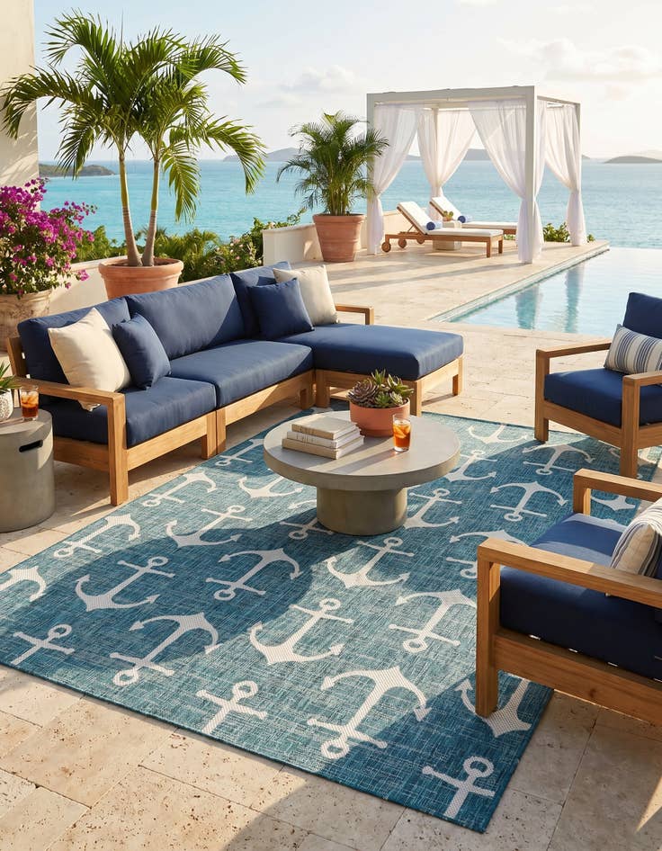 Detail image of 7' x 10' Easy-Clean Coastal Indoor / Outdoor Rug