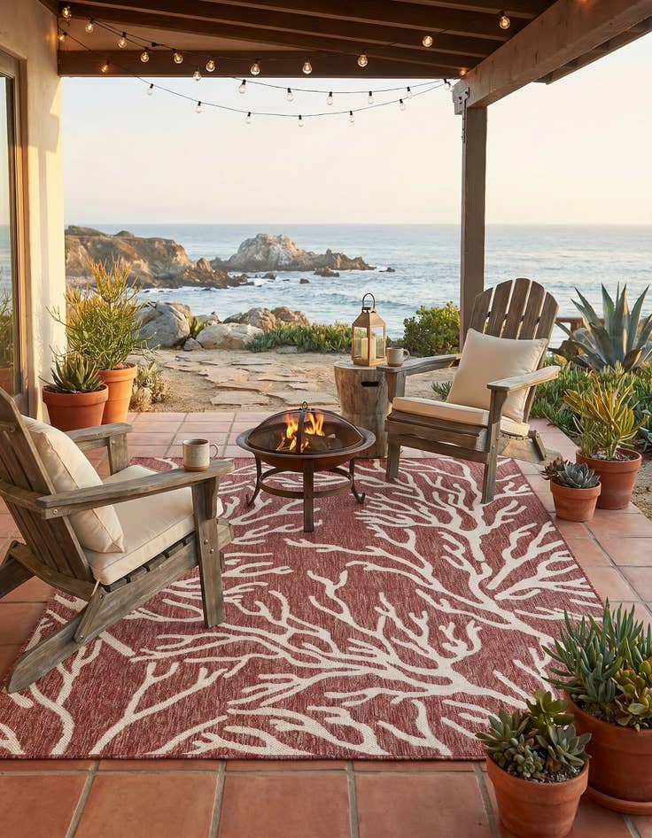 Detail image of 5' 3 x 7' Easy-Clean Coastal Indoor / Outdoor Rug