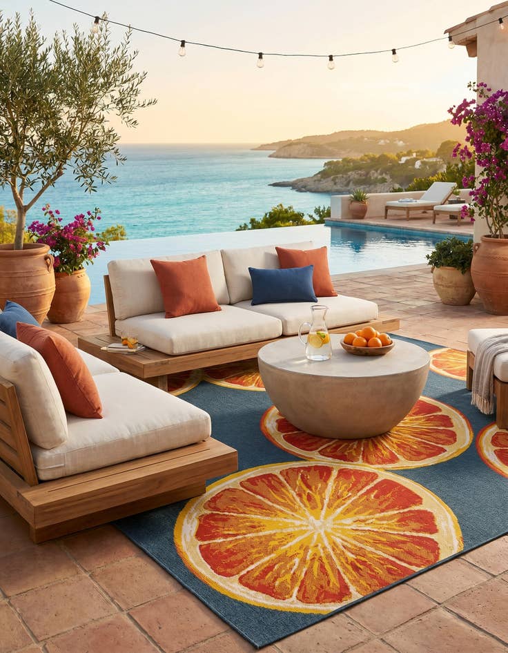 Detail image of 7' 10 x 10' Easy-Clean Modern Indoor / Outdoor Rug