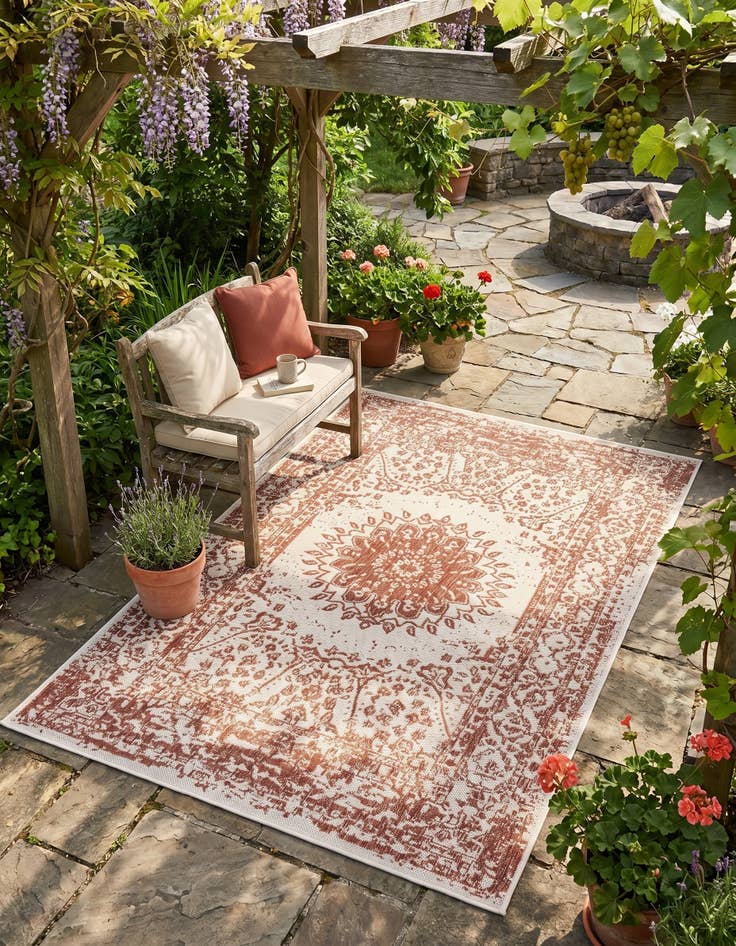 Detail image of 4' x 6' Easy-Clean Traditional Indoor / Outdoor Rug