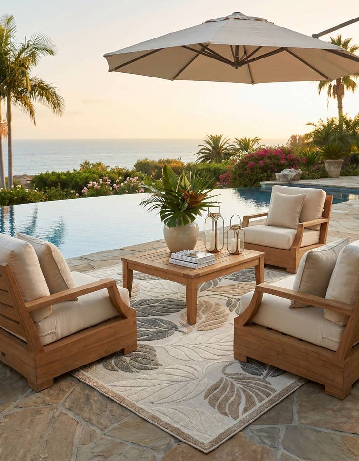 Detail image of 8' x 10' Easy-Clean Botanical Indoor / Outdoor Rug