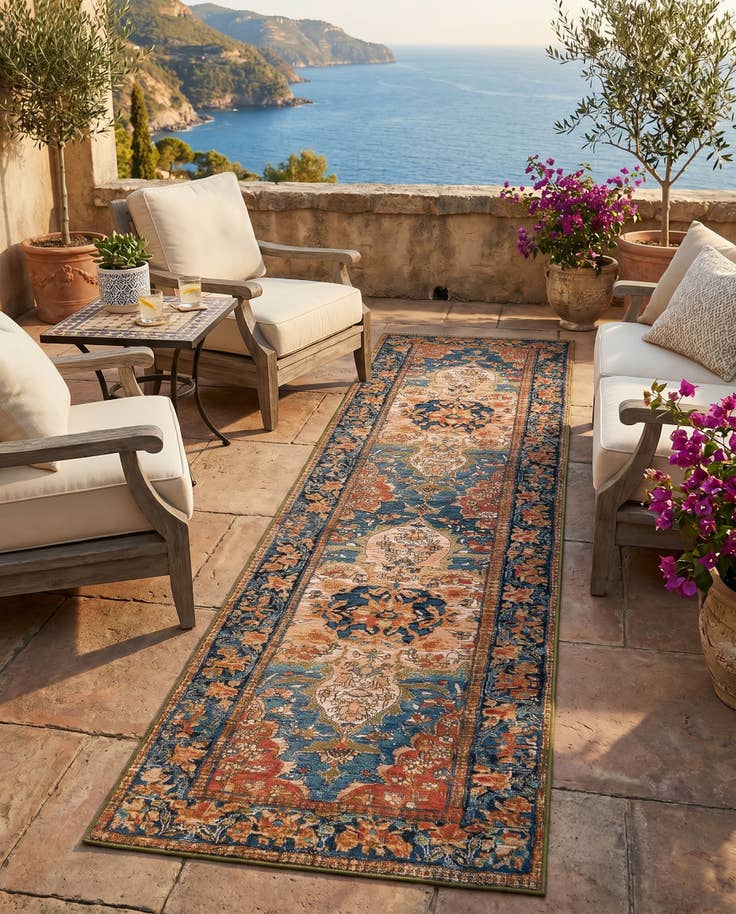 Detail image of 2' 7 x 10' Easy-Clean Traditional Indoor / Outdoor Runner Rug