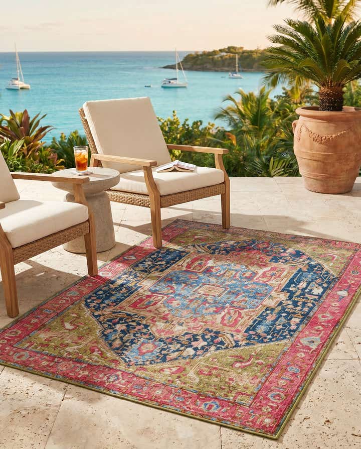 3' 3 x 5' 3 Easy-Clean Traditional Indoor / Outdoor Rug