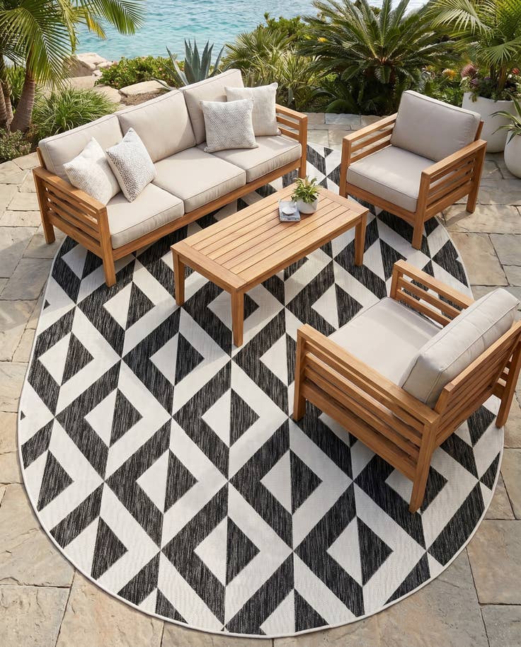 Detail image of 7' 10 x 10' Easy-Clean Jill Zarin Napa Indoor / Outdoor Oval Rug
