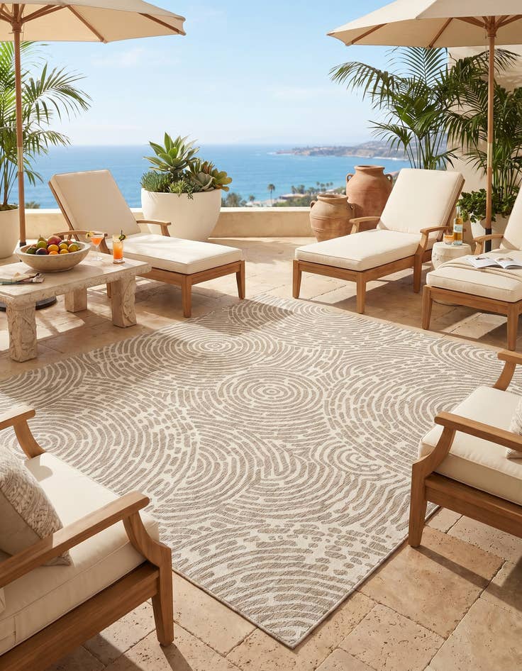 Detail image of 10' x 10' Easy-Clean Modern Indoor / Outdoor Square Rug