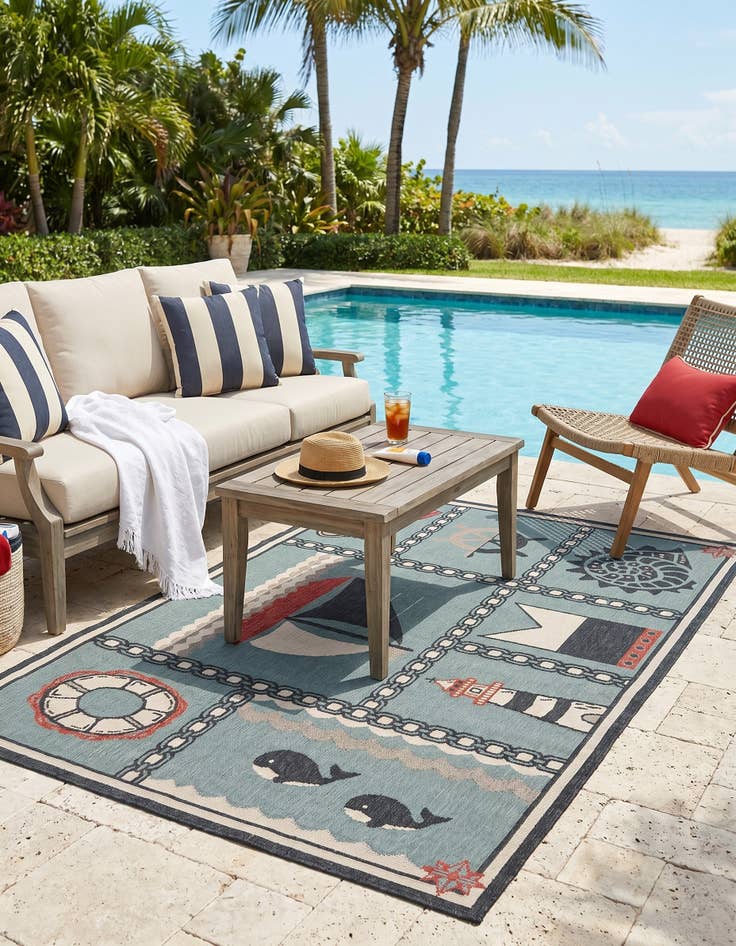 Detail image of 5' x 8' Easy-Clean Coastal Indoor / Outdoor Rug