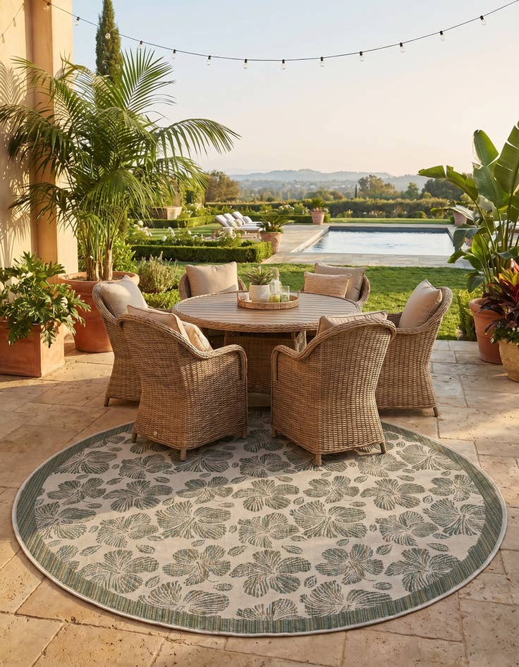 Detail image of 10' x 10' Easy-Clean Baja Indoor / Outdoor Round Rug
