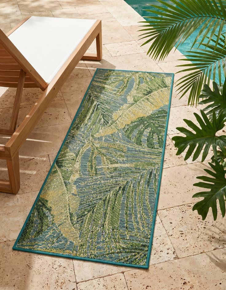 Detail image of 2' x 5' Easy-Clean Botanical Indoor / Outdoor Runner Rug