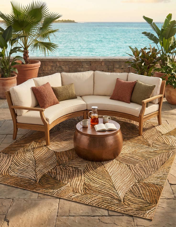 Detail image of 6' x 6' Easy-Clean Botanical Indoor / Outdoor Square Rug