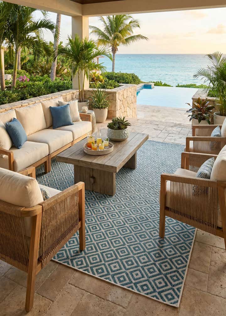 7' 10 x 10' Easy-Clean Jill Zarin Costa Rica Indoor / Outdoor Rug