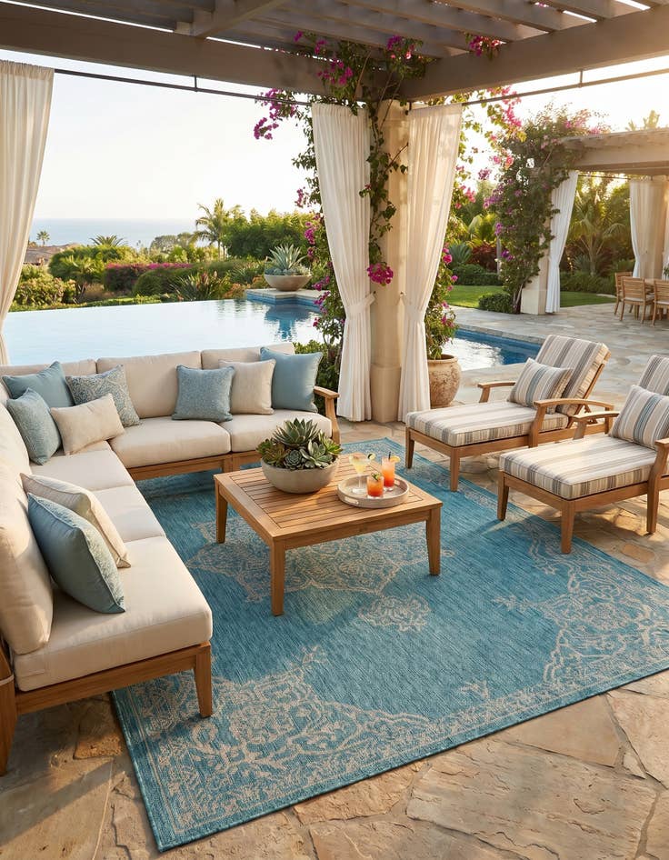 Detail image of 5' 3 x 8' Easy-Clean Traditional Indoor / Outdoor Rug