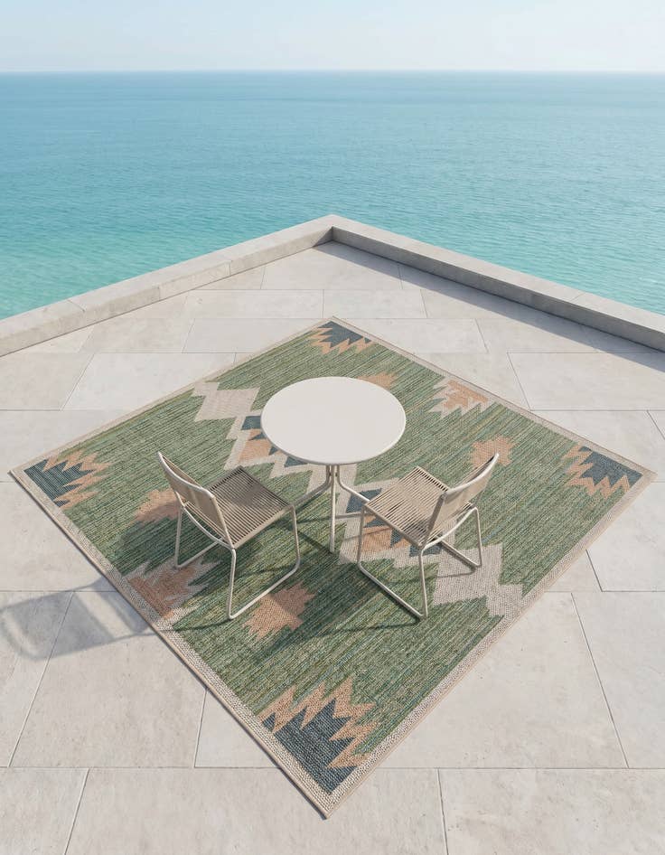 Detail image of 6' x 6' Easy-Clean Baja Indoor / Outdoor Square Rug