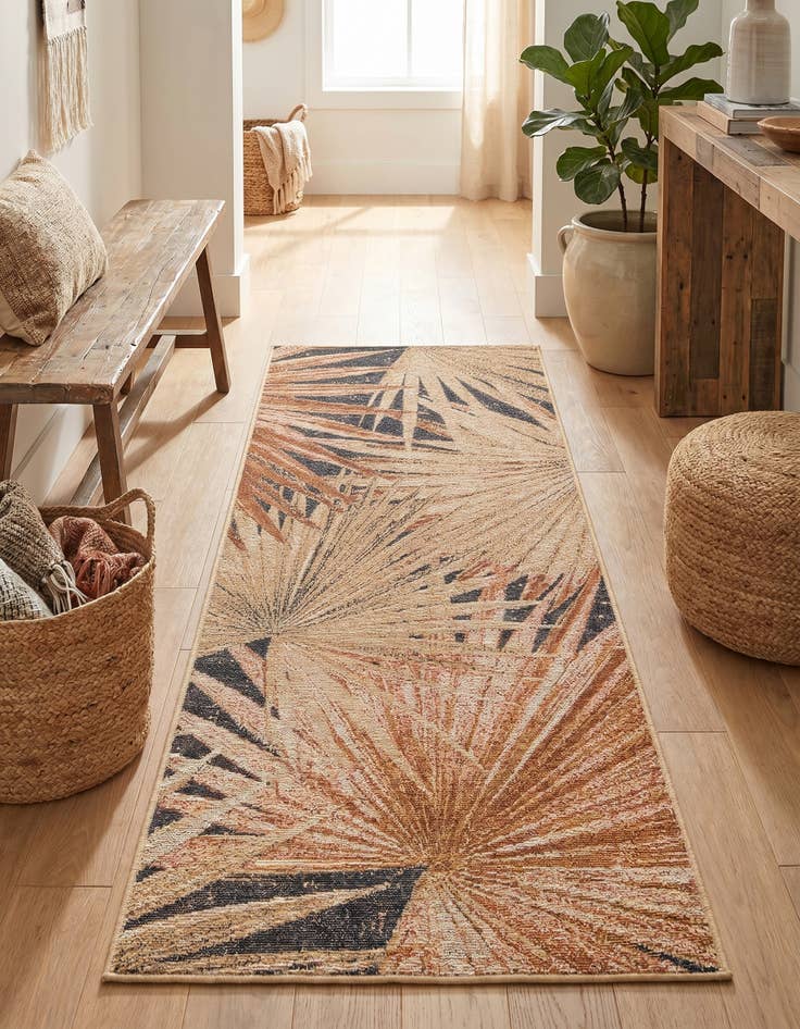 Detail image of 2' x 5' Easy-Clean Botanical Indoor / Outdoor Runner Rug